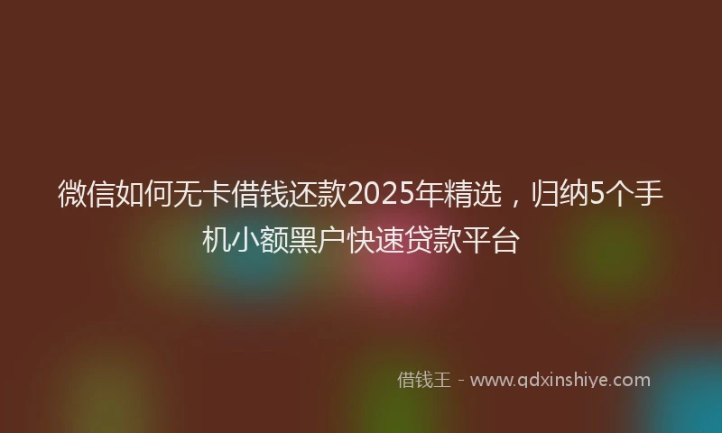 微信如何无卡借钱还款2025年精选，归纳5个手机小额黑户快速贷款平台
