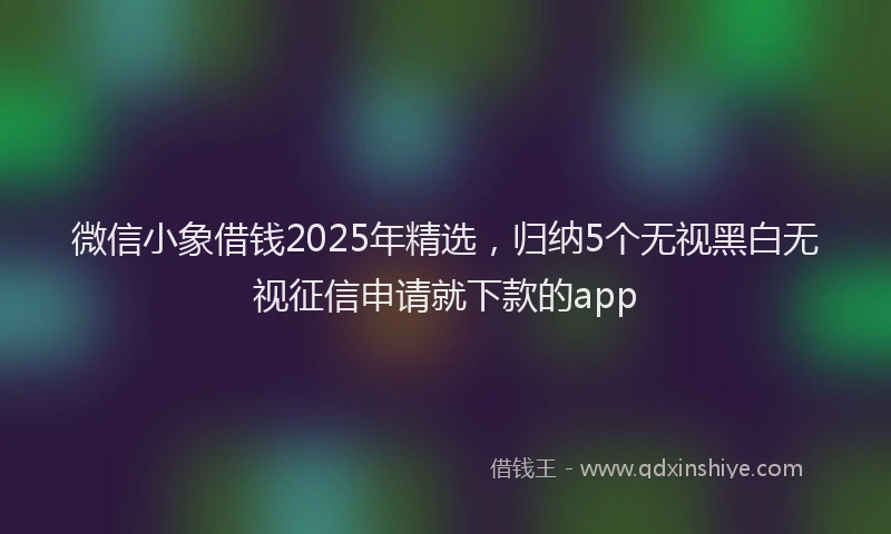 微信小象借钱2025年精选，归纳5个无视黑白无视征信申请就下款的app