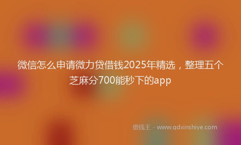 微信怎么申请微力贷借钱2025年精选，整理五个芝麻分700能秒下的app
