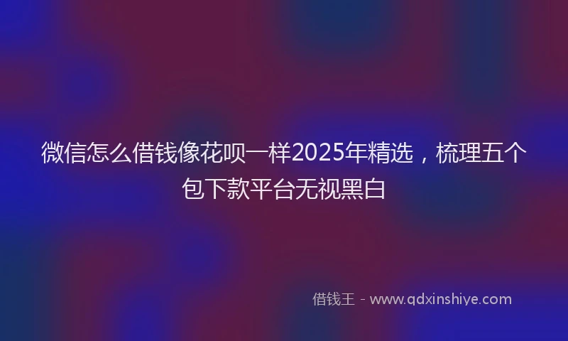微信怎么借钱像花呗一样2025年精选，梳理五个包下款平台无视黑白