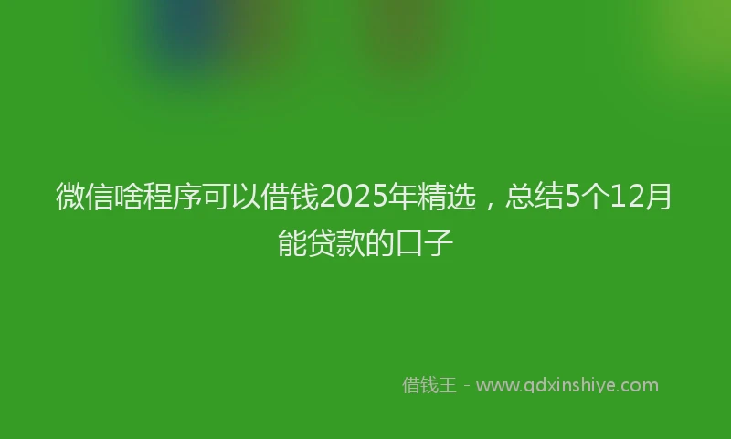 微信啥程序可以借钱2025年精选，总结5个12月能贷款的口子