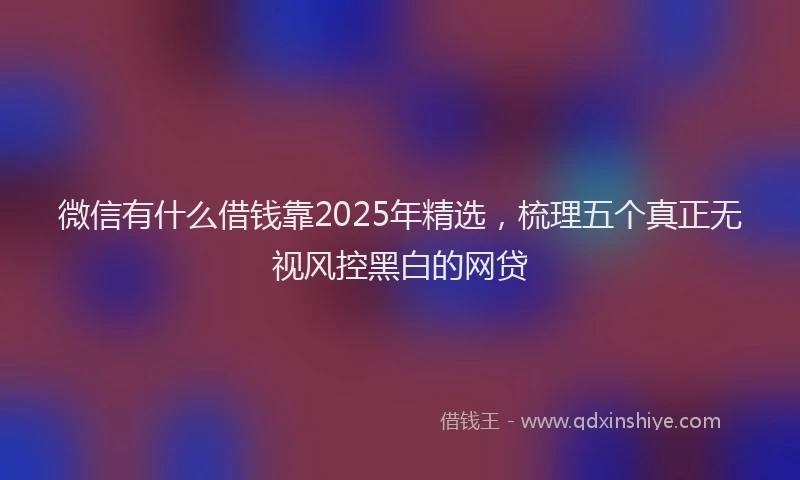微信有什么借钱靠2025年精选，梳理五个真正无视风控黑白的网贷