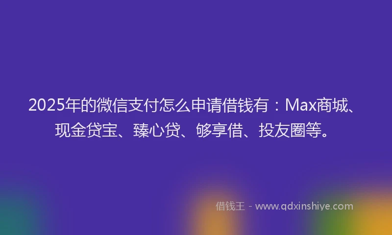 2025年的微信支付怎么申请借钱有：Max商城、现金贷宝、臻心贷、够享借、投友圈等。