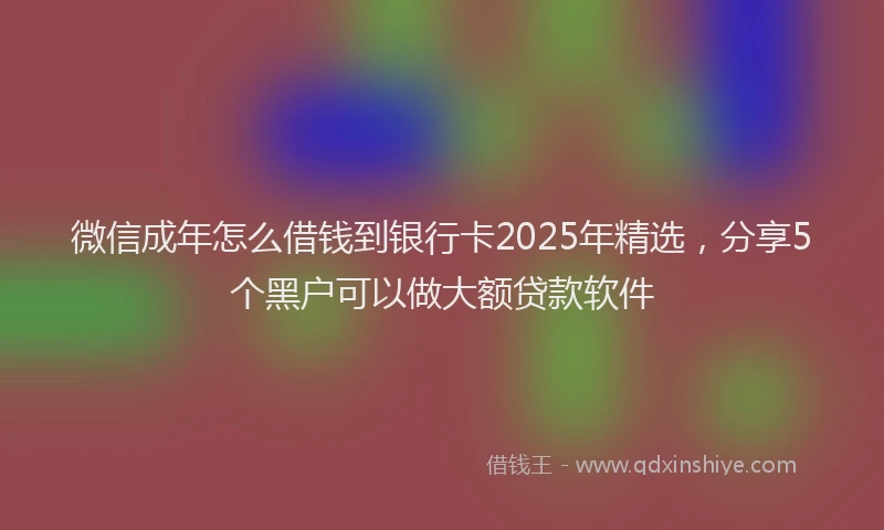微信成年怎么借钱到银行卡2025年精选，分享5个黑户可以做大额贷款软件