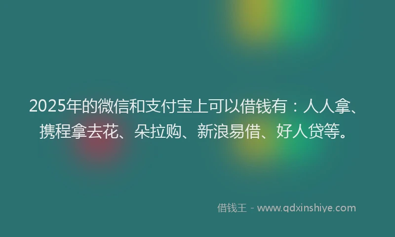 2025年的微信和支付宝上可以借钱有：人人拿、携程拿去花、朵拉购、新浪易借、好人贷等。