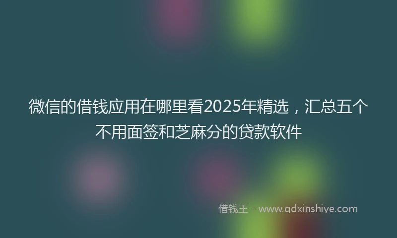 微信的借钱应用在哪里看2025年精选，汇总五个不用面签和芝麻分的贷款软件