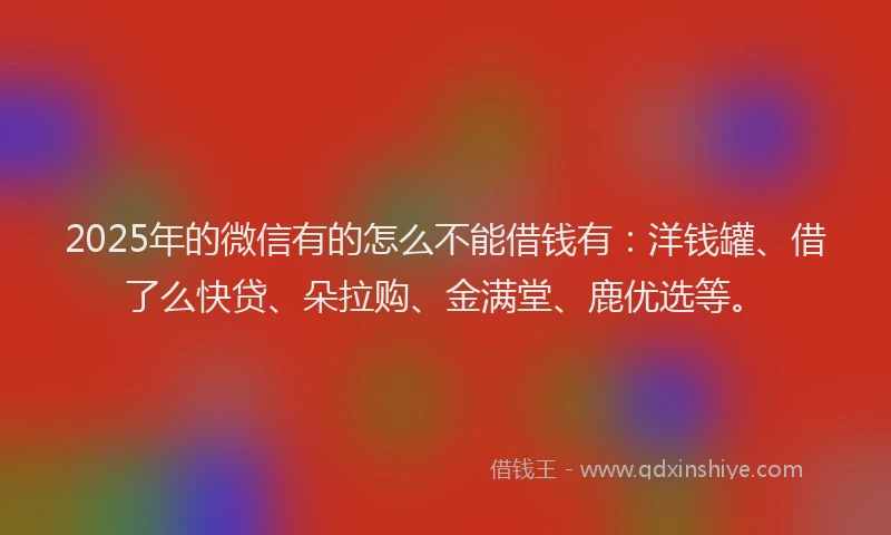 2025年的微信有的怎么不能借钱有：洋钱罐、借了么快贷、朵拉购、金满堂、鹿优选等。