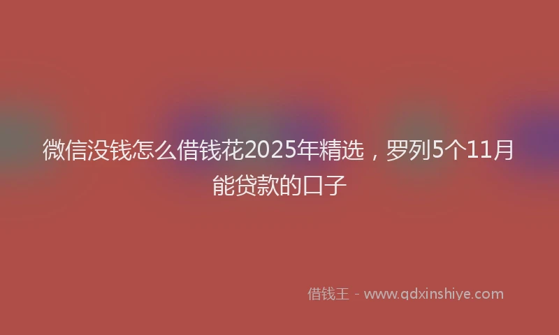 微信没钱怎么借钱花2025年精选，罗列5个11月能贷款的口子