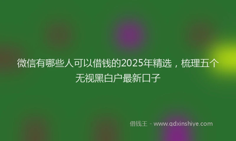 微信有哪些人可以借钱的2025年精选，梳理五个无视黑白户最新口子
