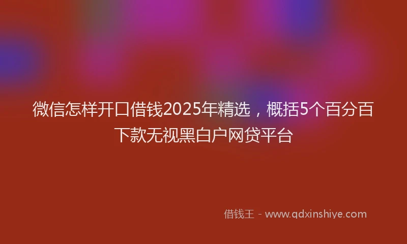 微信怎样开口借钱2025年精选，概括5个百分百下款无视黑白户网贷平台