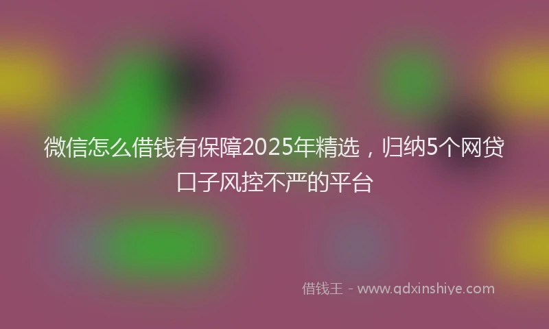 微信怎么借钱有保障2025年精选，归纳5个网贷口子风控不严的平台