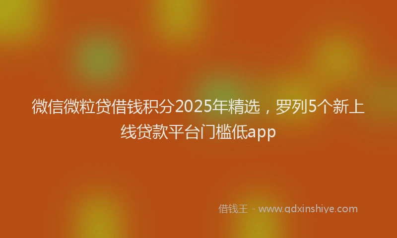 微信微粒贷借钱积分2025年精选，罗列5个新上线贷款平台门槛低app