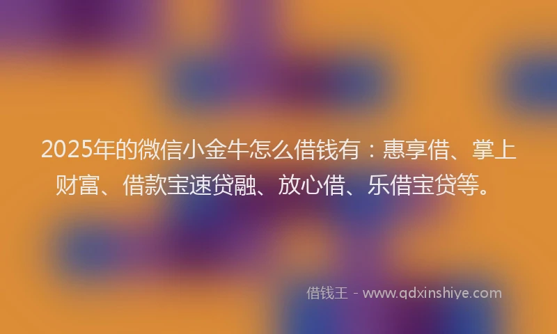 2025年的微信小金牛怎么借钱有：惠享借、掌上财富、借款宝速贷融、放心借、乐借宝贷等。