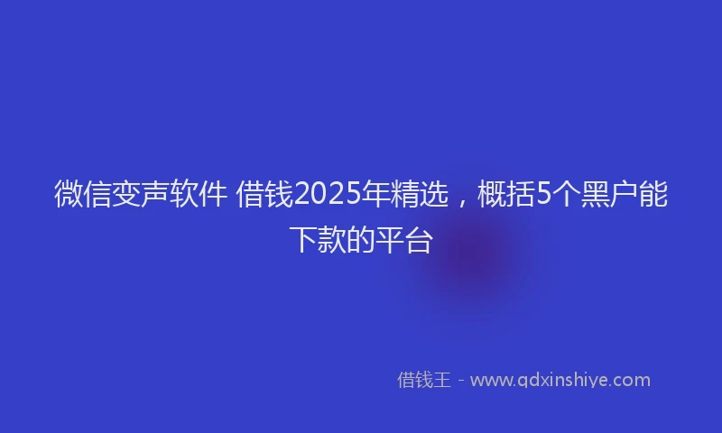 微信变声软件 借钱2025年精选，概括5个黑户能下款的平台