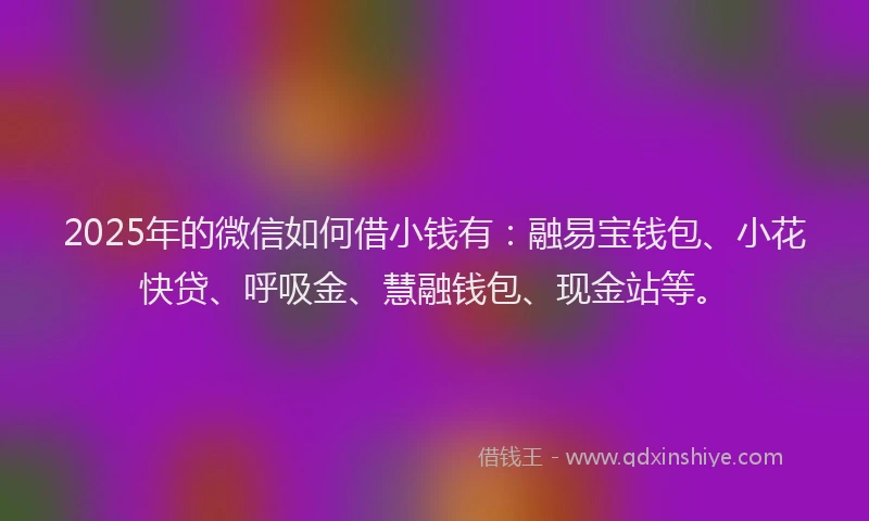 2025年的微信如何借小钱有：融易宝钱包、小花快贷、呼吸金、慧融钱包、现金站等。