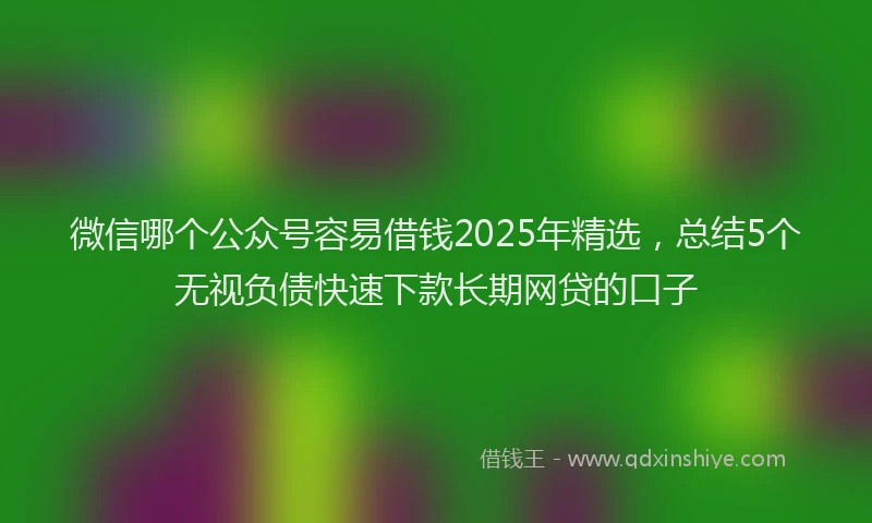 微信哪个公众号容易借钱2025年精选，总结5个无视负债快速下款长期网贷的口子