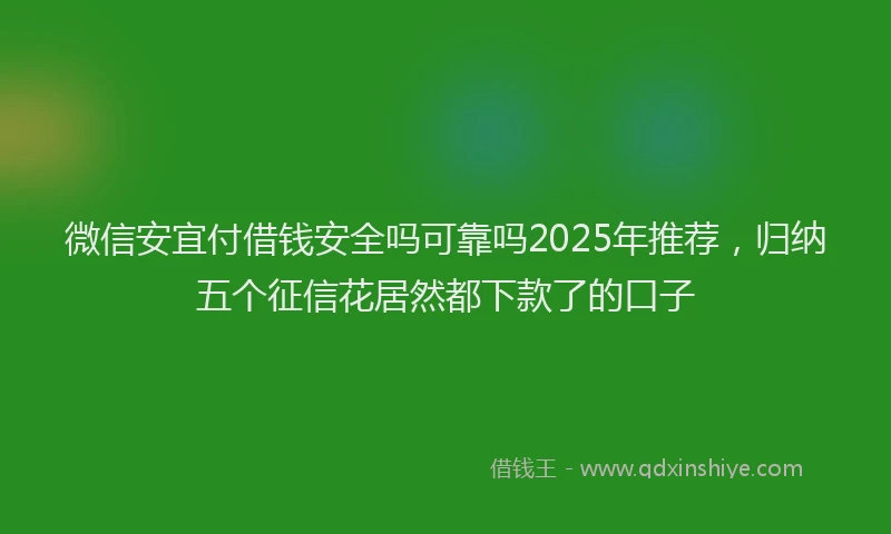 微信安宜付借钱安全吗可靠吗2025年推荐，归纳五个征信花居然都下款了的口子