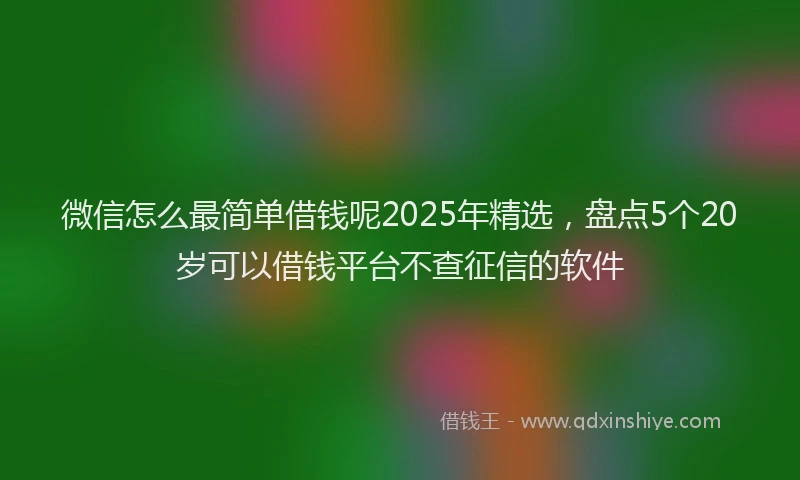微信怎么最简单借钱呢2025年精选，盘点5个20岁可以借钱平台不查征信的软件