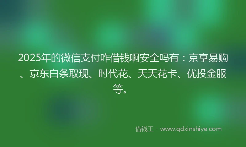 2025年的微信支付咋借钱啊安全吗有：京享易购、京东白条取现、时代花、天天花卡、优投金服等。