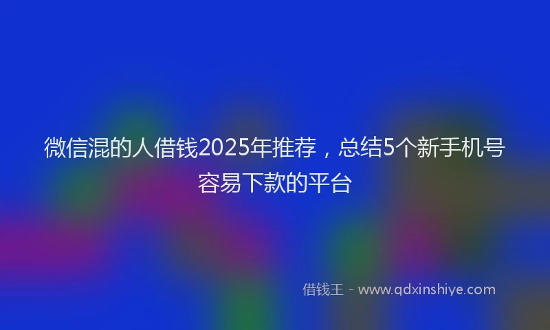微信混的人借钱2025年推荐，总结5个新手机号容易下款的平台
