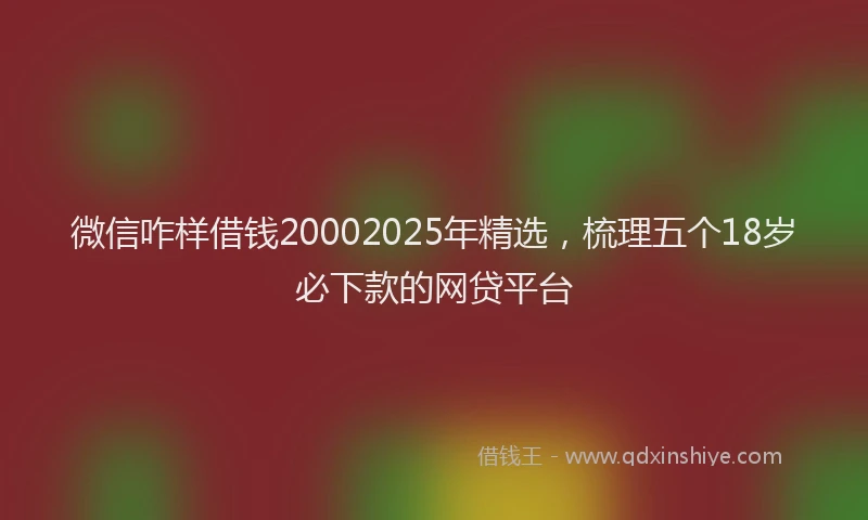 微信咋样借钱20002025年精选，梳理五个18岁必下款的网贷平台