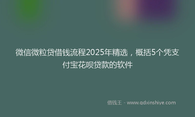 微信微粒贷借钱流程2025年精选，概括5个凭支付宝花呗贷款的软件