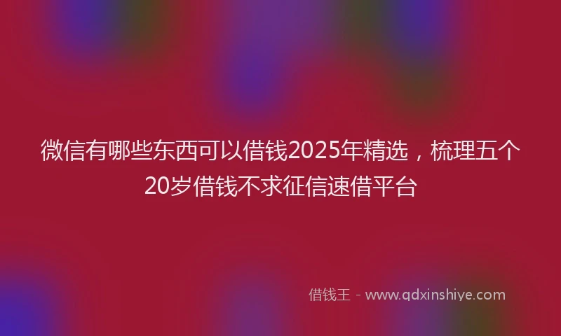 微信有哪些东西可以借钱2025年精选，梳理五个20岁借钱不求征信速借平台