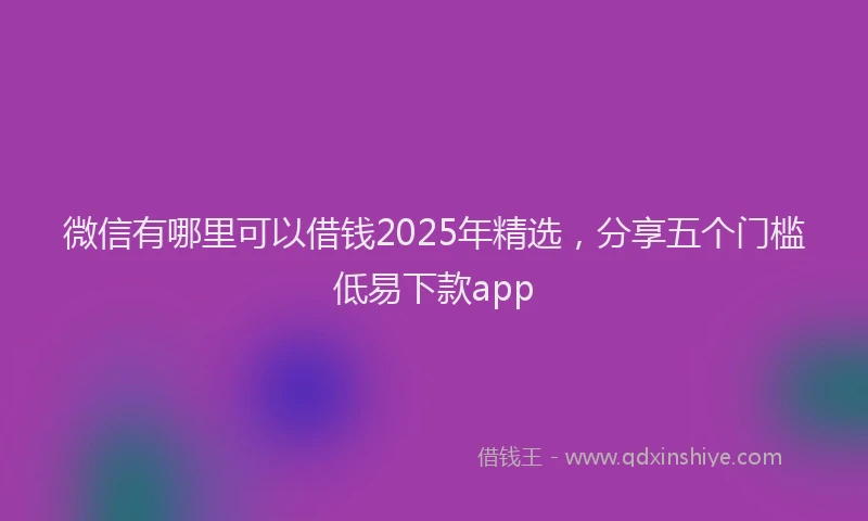 微信有哪里可以借钱2025年精选，分享五个门槛低易下款app