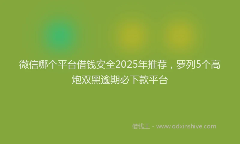 微信哪个平台借钱安全2025年推荐，罗列5个高炮双黑逾期必下款平台