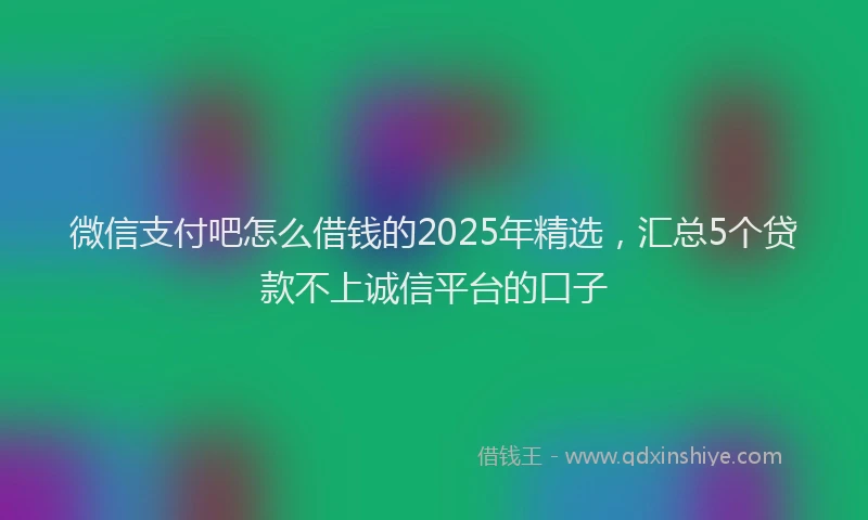 微信支付吧怎么借钱的2025年精选，汇总5个贷款不上诚信平台的口子