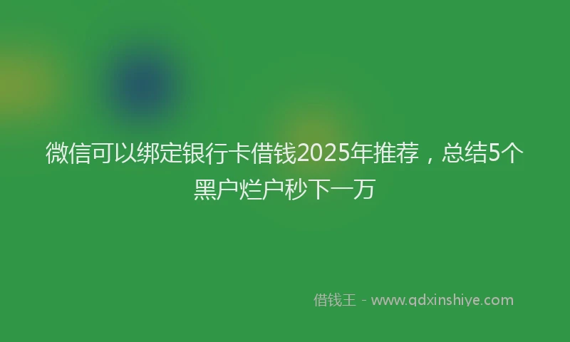 微信可以绑定银行卡借钱2025年推荐，总结5个黑户烂户秒下一万