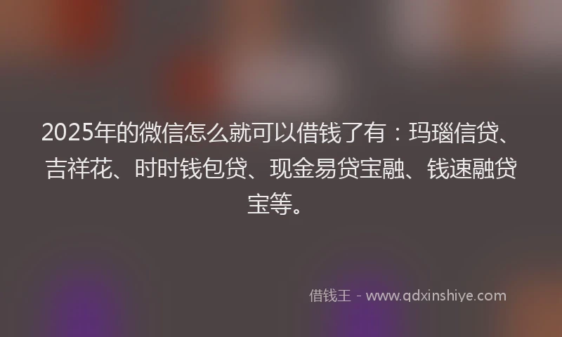 2025年的微信怎么就可以借钱了有：玛瑙信贷、吉祥花、时时钱包贷、现金易贷宝融、钱速融贷宝等。