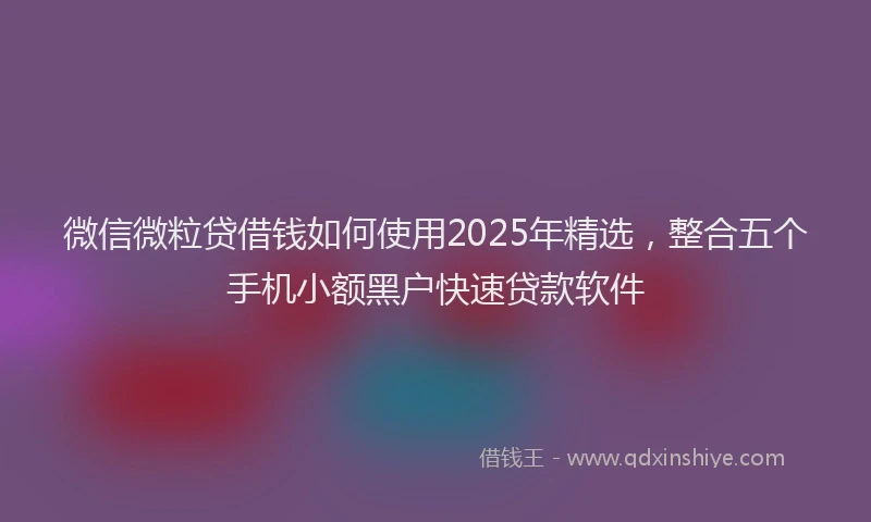微信微粒贷借钱如何使用2025年精选，整合五个手机小额黑户快速贷款软件