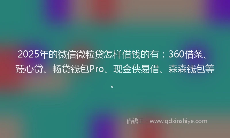 2025年的微信微粒贷怎样借钱的有：360借条、臻心贷、畅贷钱包Pro、现金侠易借、森森钱包等。