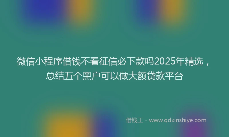 微信小程序借钱不看征信必下款吗2025年精选，总结五个黑户可以做大额贷款平台