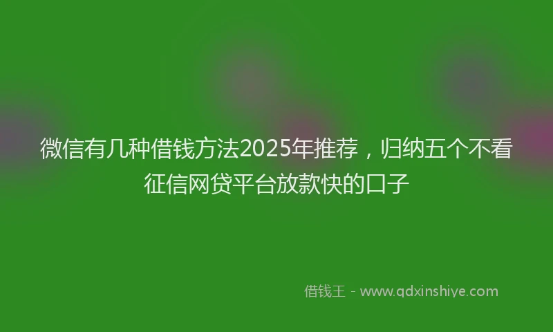 微信有几种借钱方法2025年推荐，归纳五个不看征信网贷平台放款快的口子