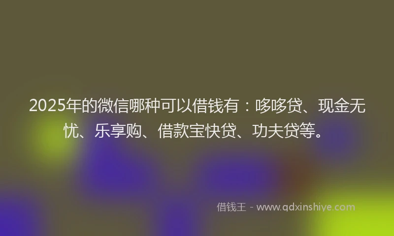 2025年的微信哪种可以借钱有：哆哆贷、现金无忧、乐享购、借款宝快贷、功夫贷等。