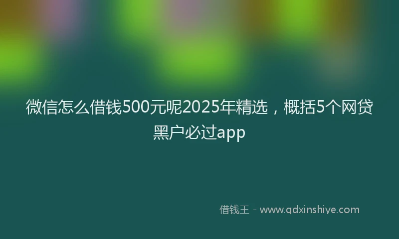 微信怎么借钱500元呢2025年精选，概括5个网贷黑户必过app