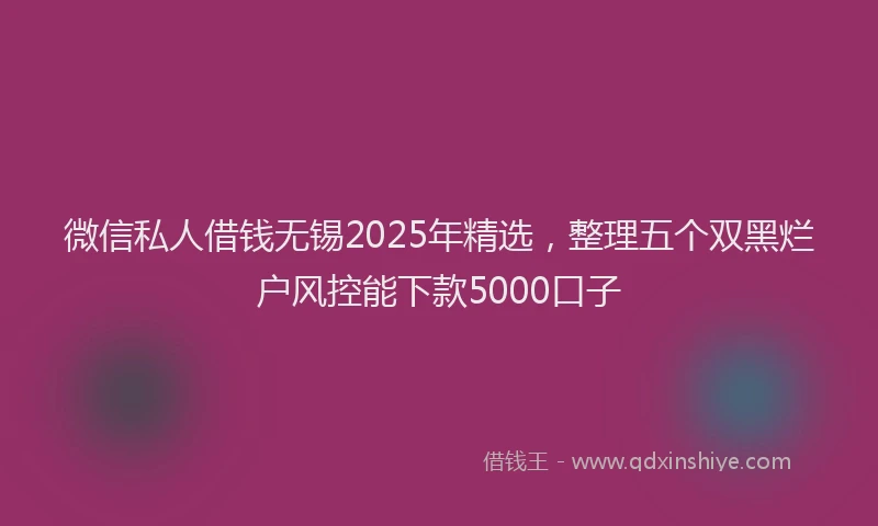 微信私人借钱无锡2025年精选，整理五个双黑烂户风控能下款5000口子
