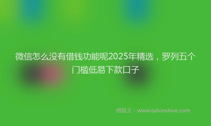 微信怎么没有借钱功能呢2025年精选，罗列五个门槛低易下款口子