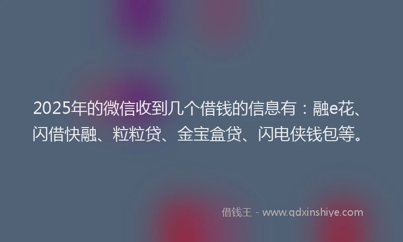 2025年的微信收到几个借钱的信息有：融e花、闪借快融、粒粒贷、金宝盒贷、闪电侠钱包等。