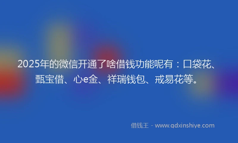 2025年的微信开通了啥借钱功能呢有：口袋花、甄宝借、心e金、祥瑞钱包、戒易花等。