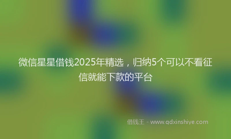微信星星借钱2025年精选，归纳5个可以不看征信就能下款的平台