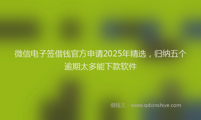 微信电子签借钱官方申请2025年精选，归纳五个逾期太多能下款软件