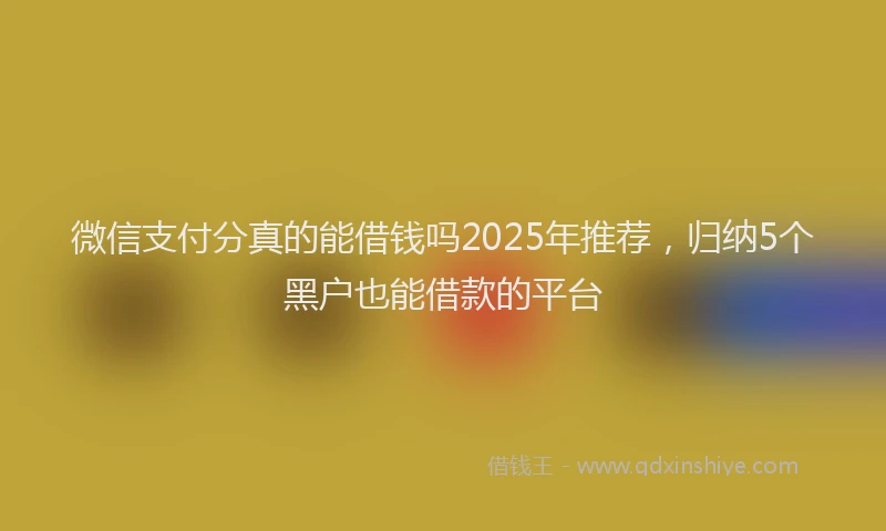 微信支付分真的能借钱吗2025年推荐，归纳5个黑户也能借款的平台