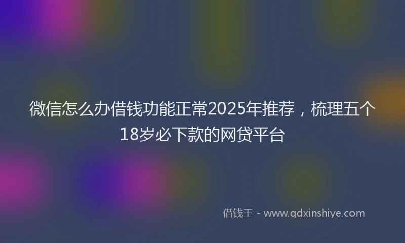 微信怎么办借钱功能正常2025年推荐，梳理五个18岁必下款的网贷平台