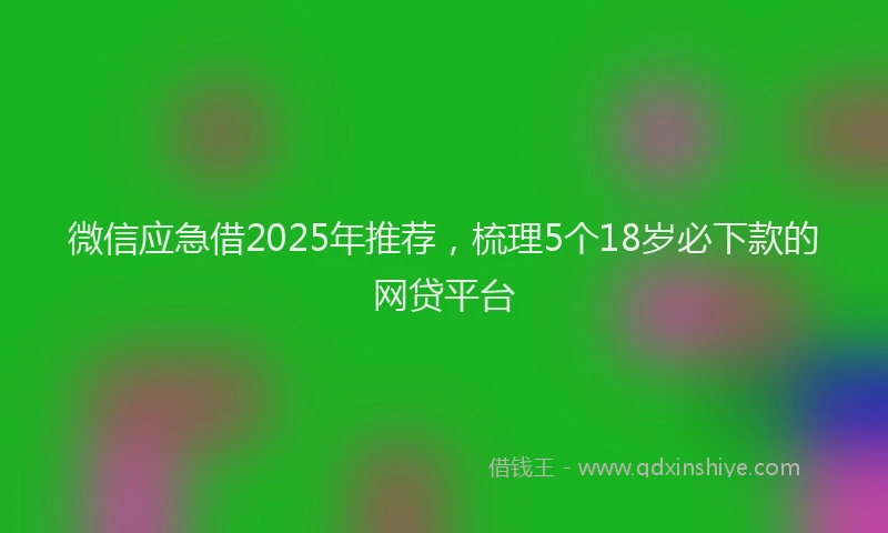 微信应急借2025年推荐，梳理5个18岁必下款的网贷平台