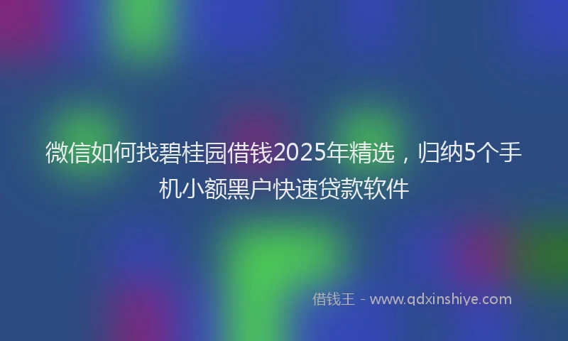 微信如何找碧桂园借钱2025年精选，归纳5个手机小额黑户快速贷款软件