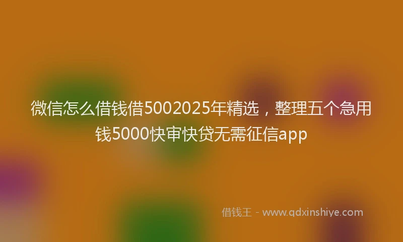 微信怎么借钱借5002025年精选，整理五个急用钱5000快审快贷无需征信app