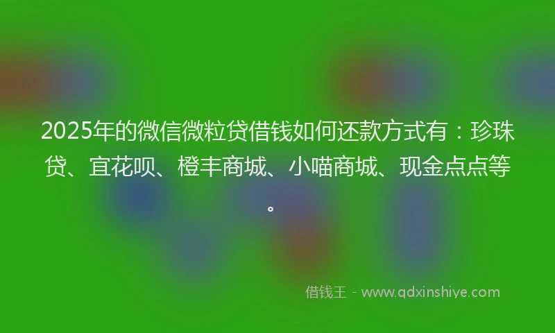 2025年的微信微粒贷借钱如何还款方式有：珍珠贷、宜花呗、橙丰商城、小喵商城、现金点点等。